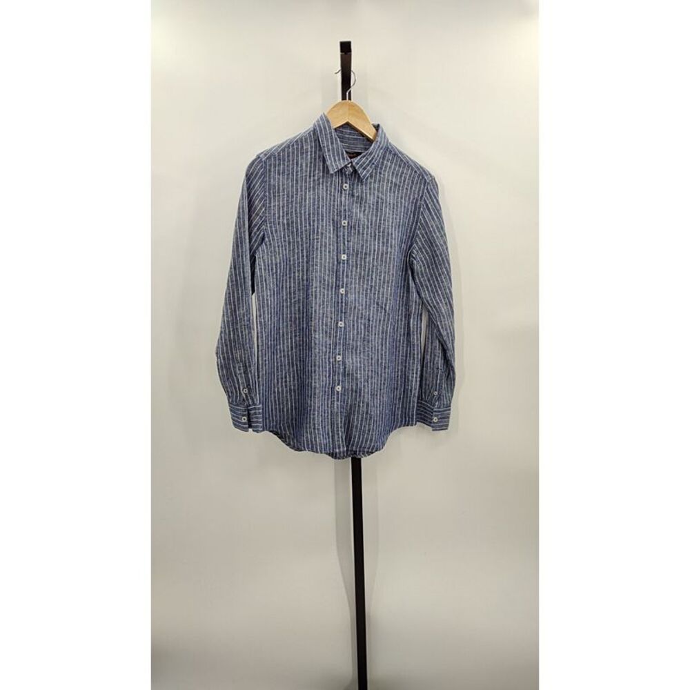 Quince Navy Striped Button Down Shirt
